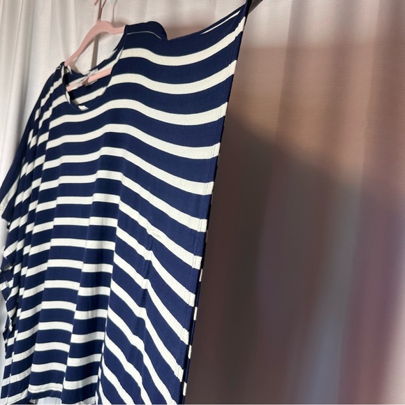 Yala Bamboo Viscose Striped Top L/XL Poncho Boxy Lagenlook Natural Comfort - Picture 3 of 10